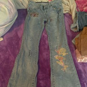 floral low rise jeans